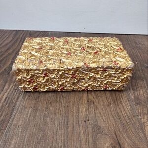 Gold holly block candle